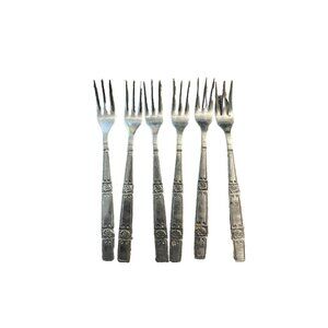 Vintage Oxford Hall Rose Couplet Cocktail Forks Stainless Japan Floral 1974 Lot